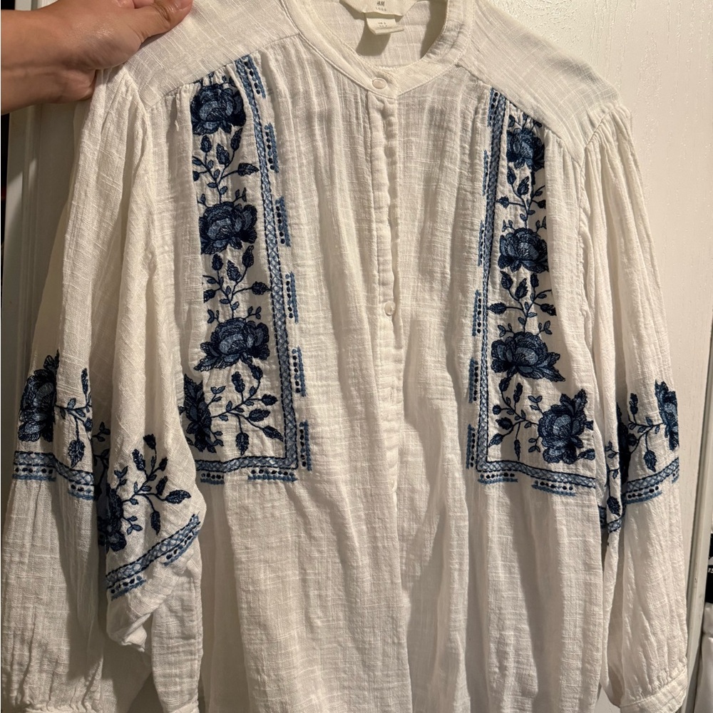 H&M Cream Button-Up Blouse